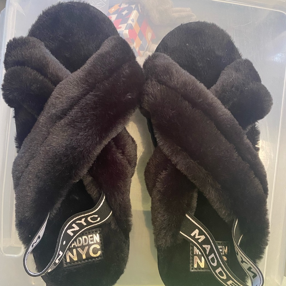 NYC madden fuzzy platform shoes